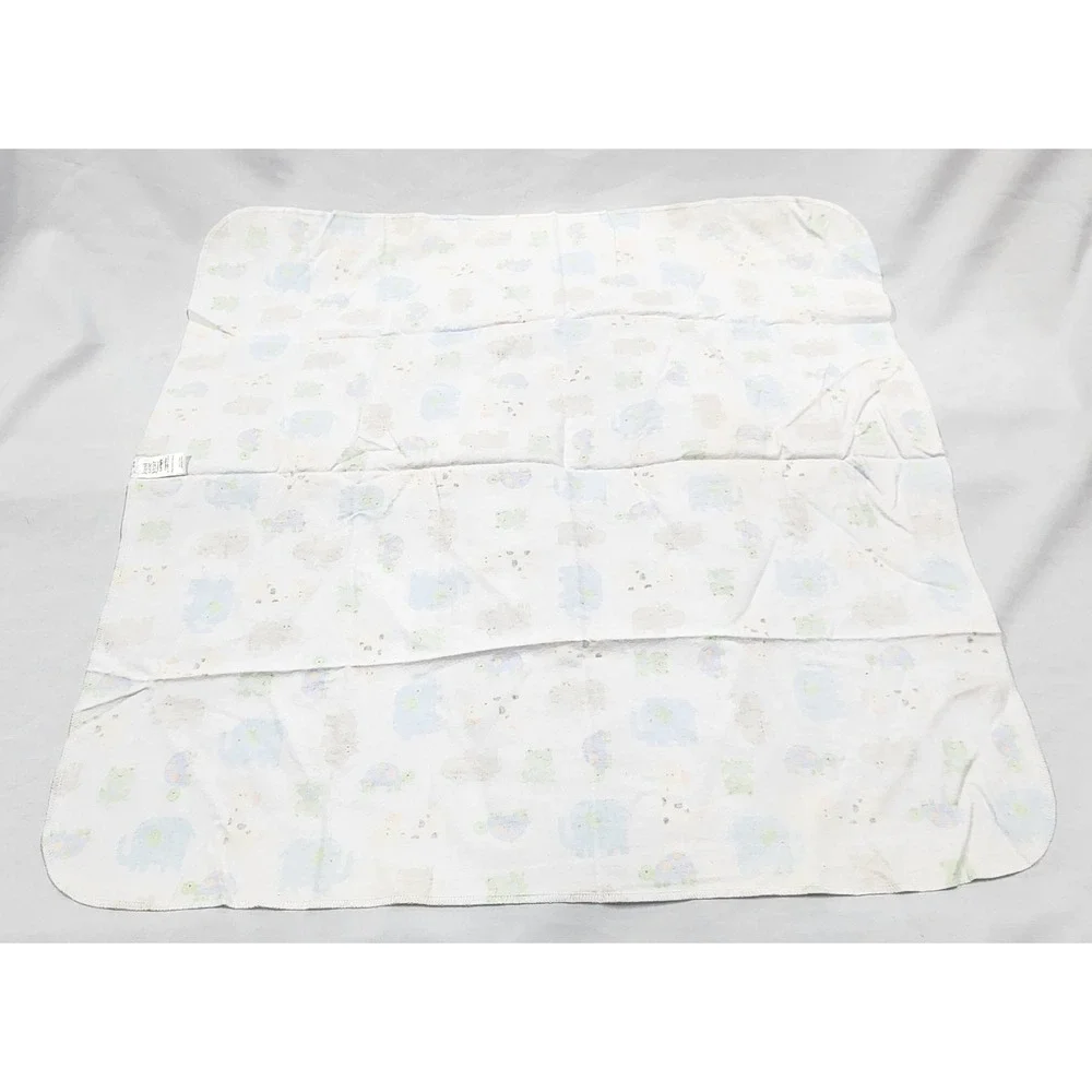Just One Year Carter's Baby Cotton Flannel Receiving Blanket Animal Elephant Zoo